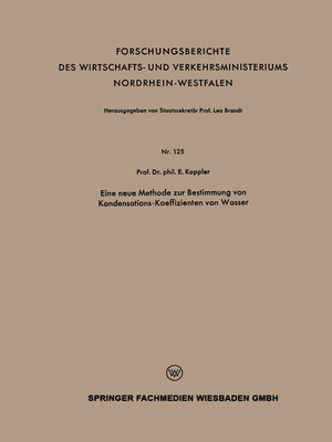 cover image of Eine neue Methode zur Bestimmung von Kondensations-Koeffizienten von Wasser